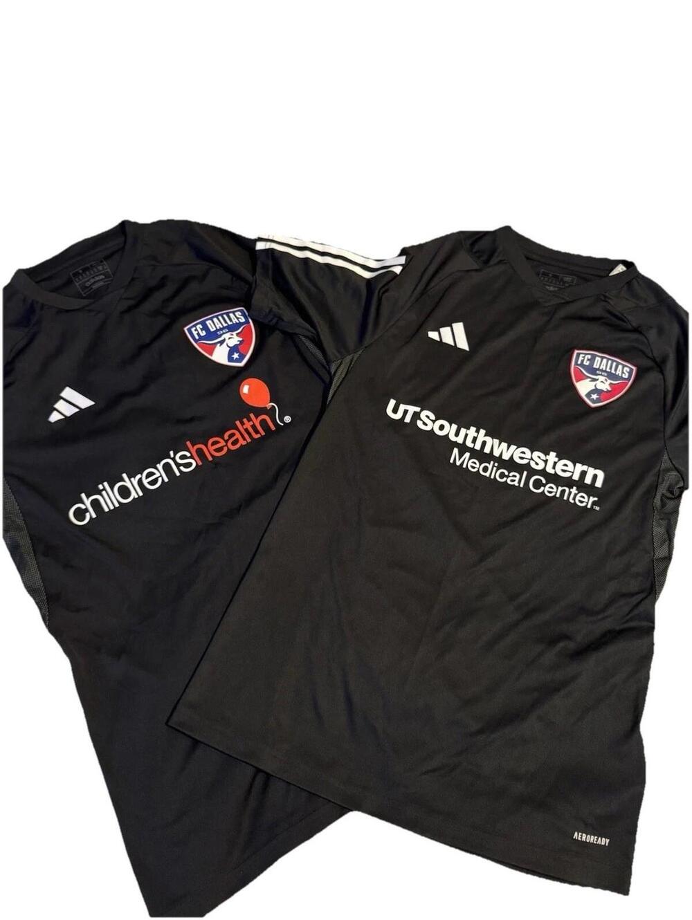 Adidas Dallas FC Soccer Jersey Youth Small Aeroready Black 23/24 Black Lot Of 2